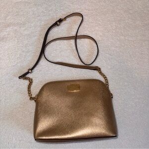 Michael Kors Cindy Dome Crossbody Bag in Shimmering Gold Saffiano Leather